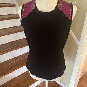 Carlisle Tank Top Med Viscose Sleeveless Black Shoulder Design Pink Athleisure